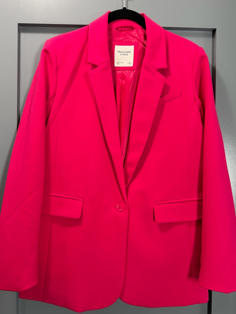Abercrombie & Fitch Women's Bright Pink Single-Button Blazer